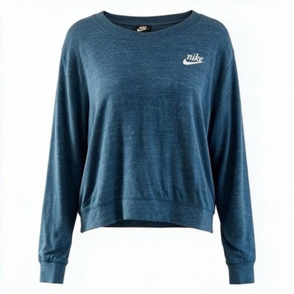 Nike Standard Fit Cropped Long Sleeve Shirt Heathered Blue Women’s Plus Size 2X